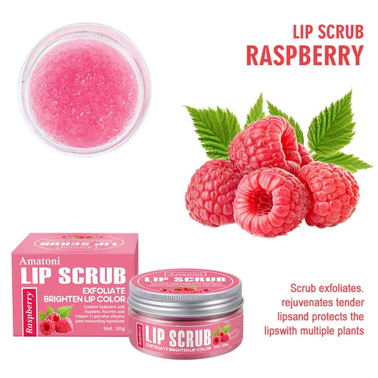 Lip Scrub 30G Raspberry Vanilla Coconut Watermelon Lip Brighten Exfoliating Lip Moisturizing Gift for Women
